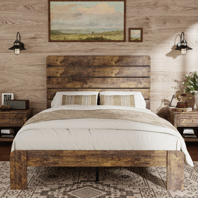 Wooden Bed Frame with Headboard