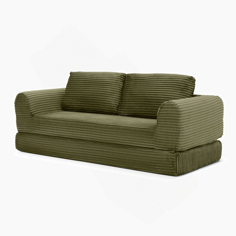 Canapé-lit convertible 2 en 1 avec mécanisme coulissant et conception modulaire pour les espaces de vie modernes., Vert