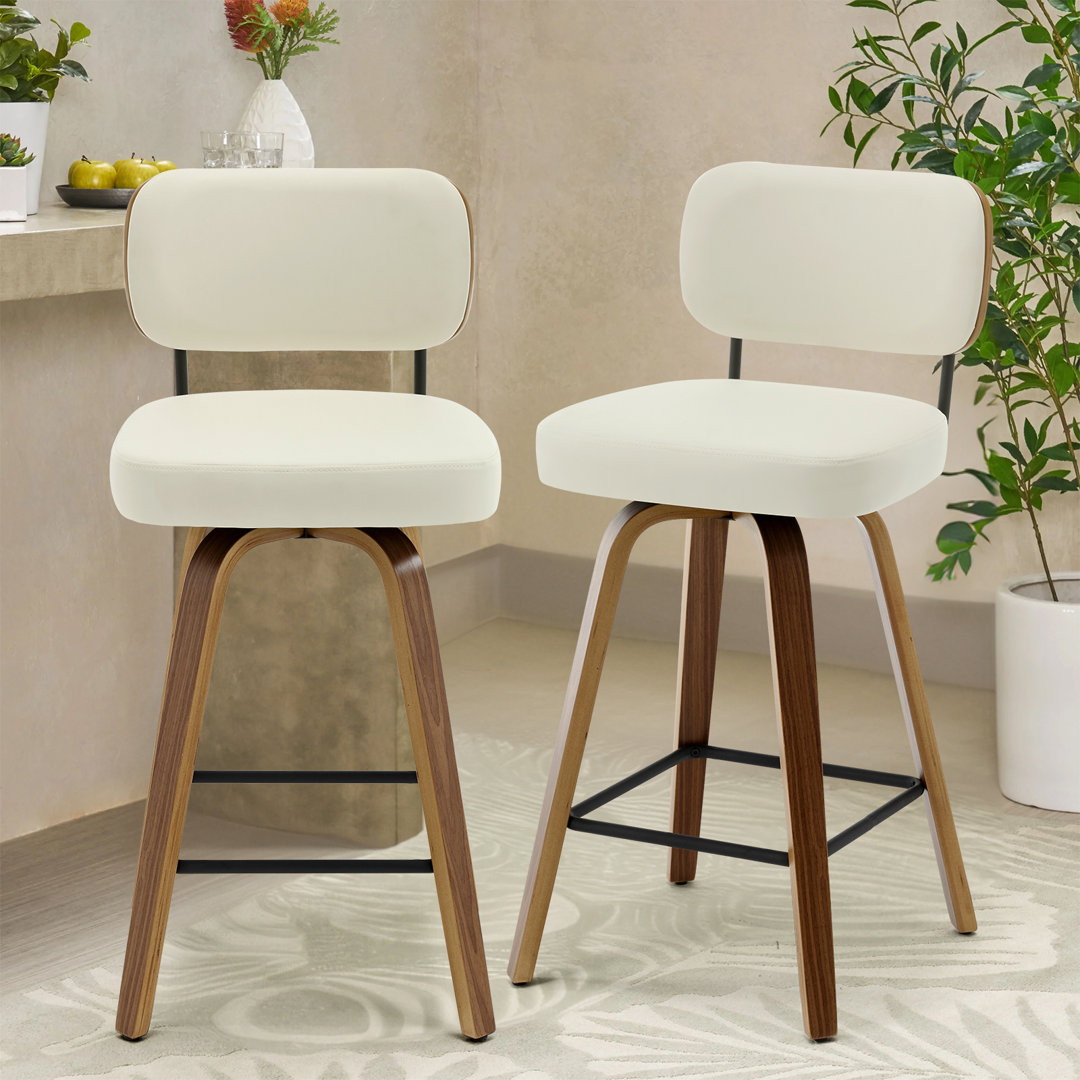 Swivel Bar Stools & Counter Stools Walnut Bentwood & Faux Leather
