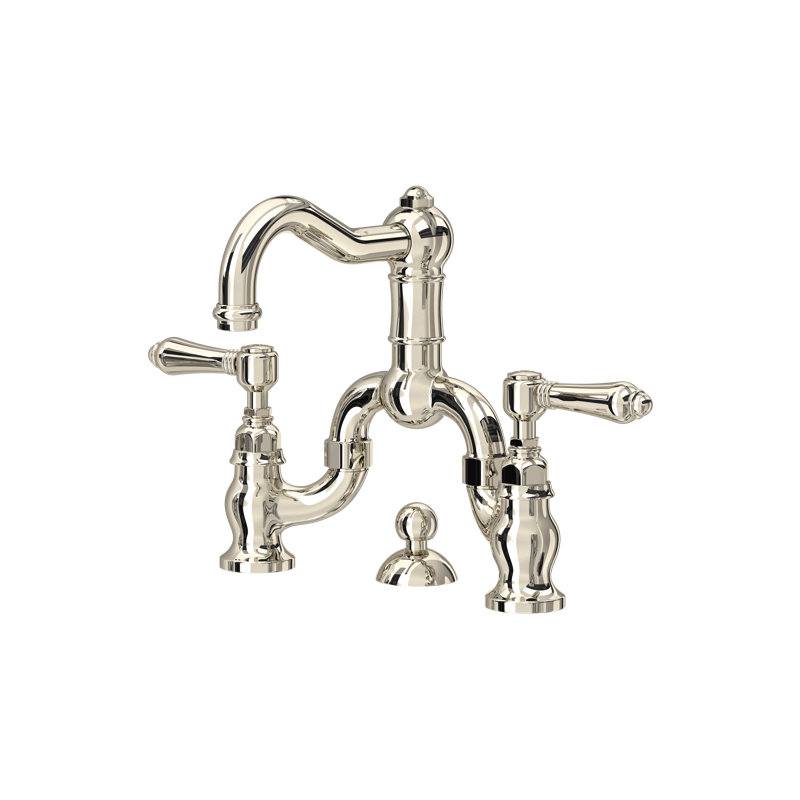 Acqui Bridge Lavatory Faucet, Polished Nickel, Lever Handle