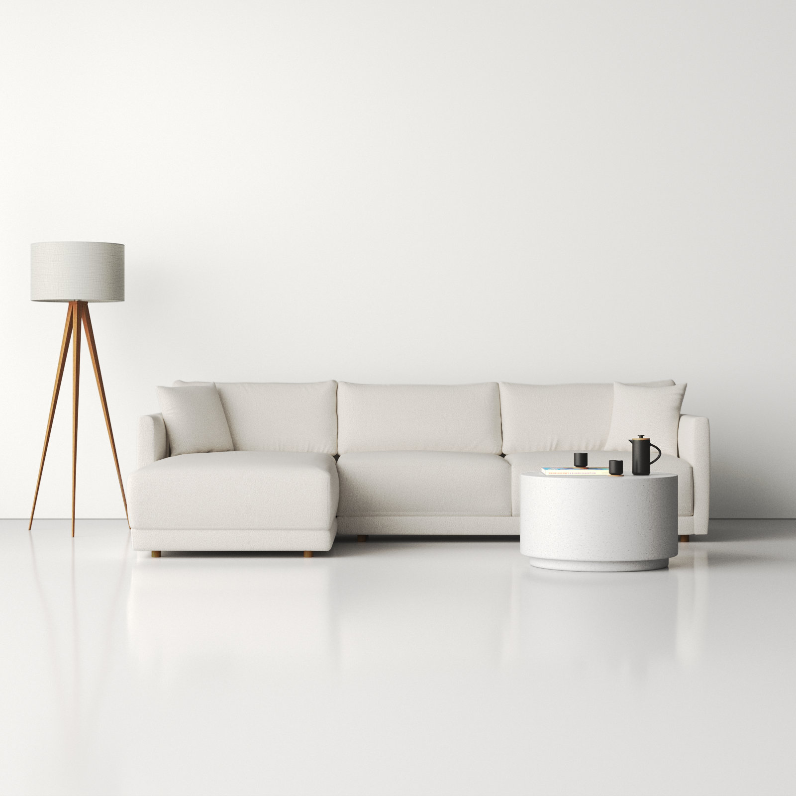 Vervino Sectional, Oyster Boucle, Left Hand Facing