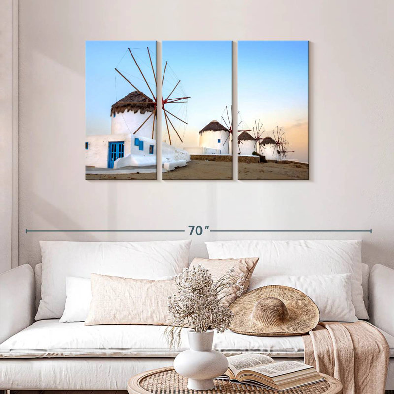 Moulins Alvord à Mykonos, H 28 po x l 45 po