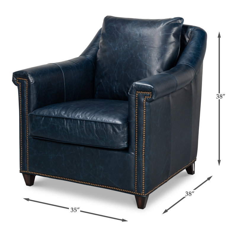 Vandike Club Chair, Chateau Blue Leather