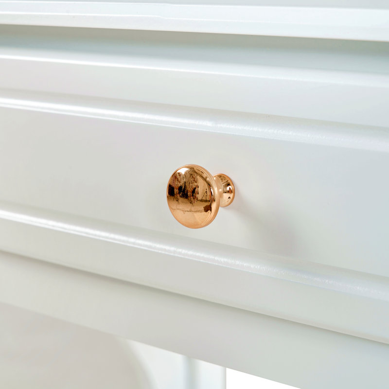 Coiffeuse compacte avec miroir réversible, coiffeuse avec tabouret, coiffeuse compacte pour petits espaces, blanc