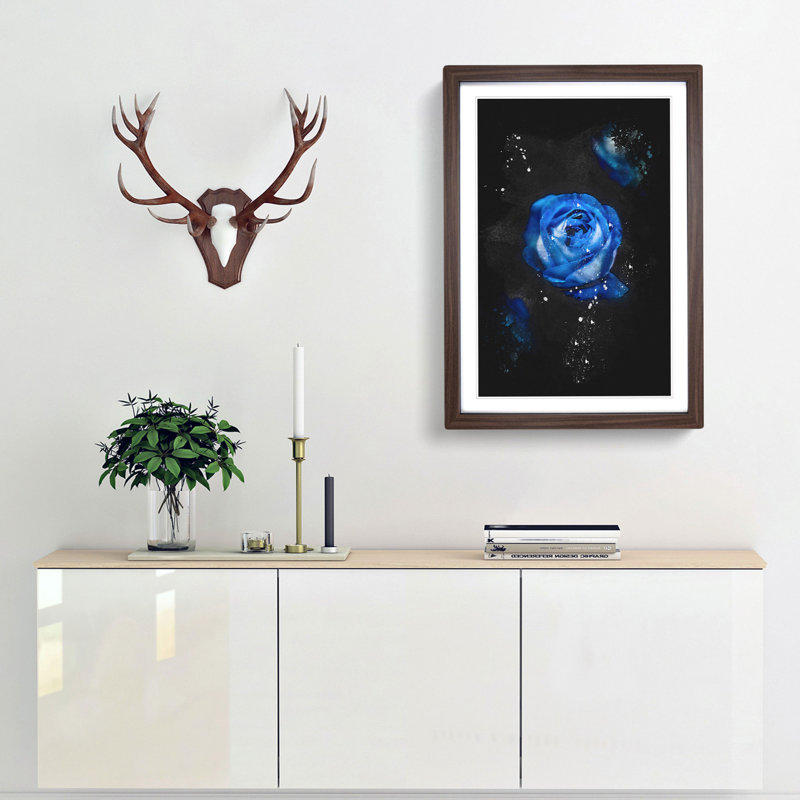 Trio of Blue Roses - Framed Print, 33cm H x 24cm W x 2cm D, Walnut Framed
