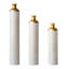 Ensemble de vases de sol en métal 3 pièces avec finition texturée blanche et accents dorés pour le vestibule du salon