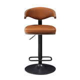 Brown Poplar Swivel Bar Stool with Footrest and Open Backrest