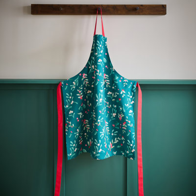 Christmas Holly and Mistletoe Cotton Kitchen Adult Apron