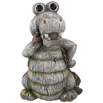 Statue de jardin d'extérieur en crocodile Sassy - 13,25 po