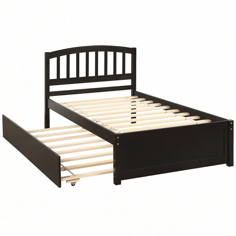 Artra Platform Bed with Headboard, Twin, Espresso, Drawer
