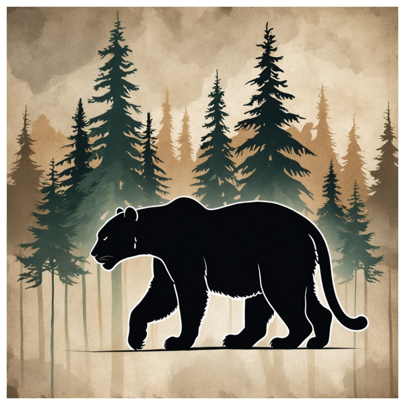 Bear In Forest Silhouette Duvet Covers, Queen