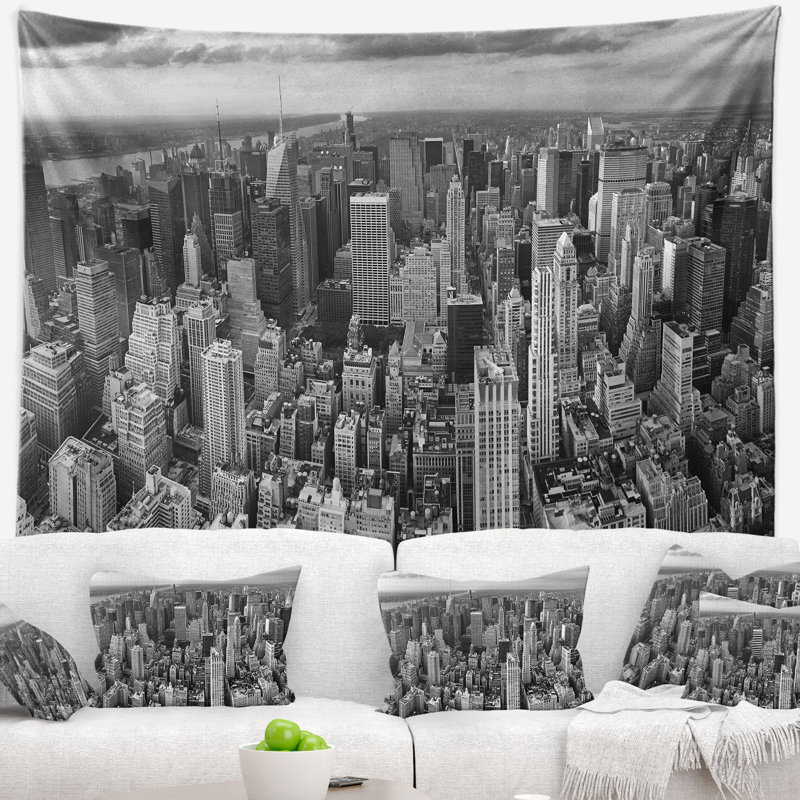 Paysage urbain, vue aérienne de la tapisserie de Manhattan, H 50 po x l 60 po