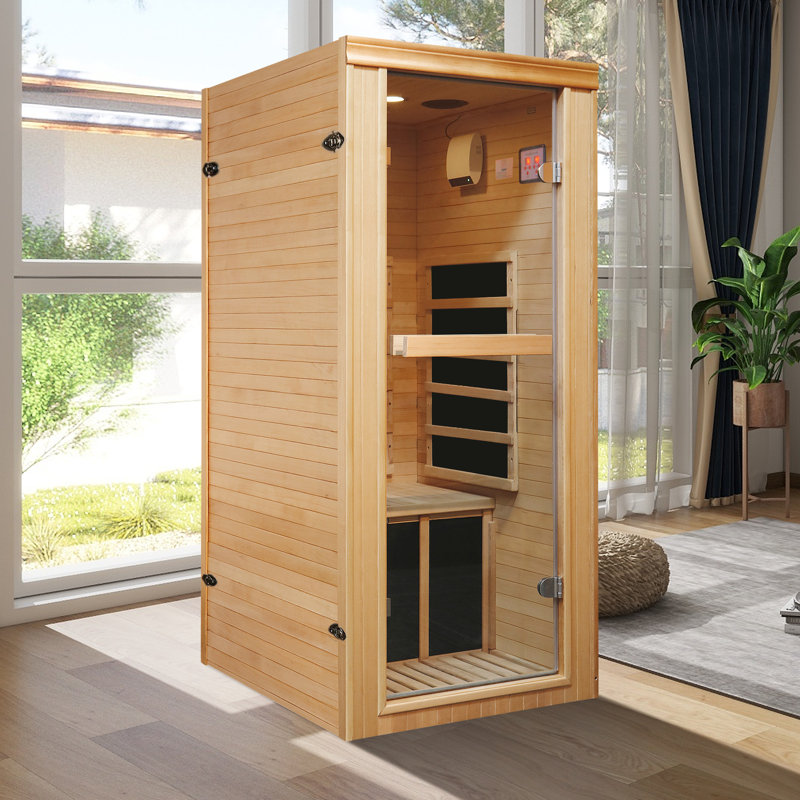 1-Person Bluetooth Compatible Far Infrared Sauna 980W Personal Indoor Sauna with Oxygen Lonizer