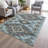 Machine Washable Indoor/Outdoor Xhevrie Teal Rug-389669842