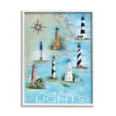 " North Carolina Lighthouses Map " by Erica Christopher