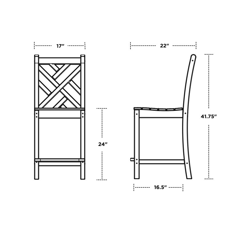 Lakeside POLYWOOD Chippendale Counter Side Chair, Sand
