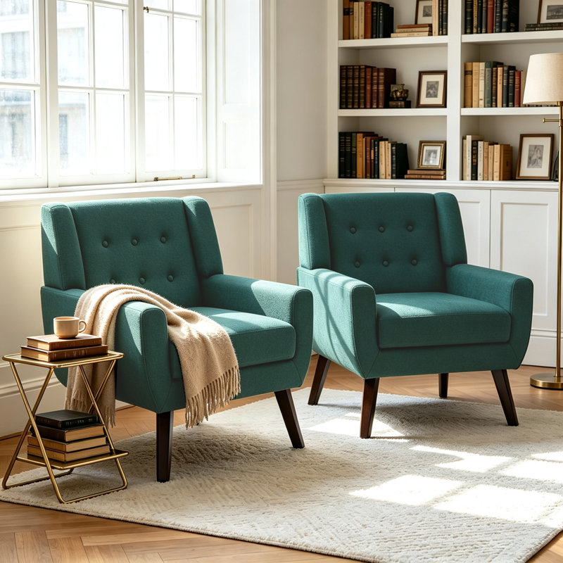 Fauteuil Davey, Mélange de lin bleu clair