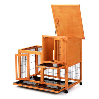 Enceinte spacieuse orange pour animaux de compagnie - convient à divers plateaux amovibles pour petits animaux, grande cage de sécurité imperméable et roulante avec aire de jeu amovible et élément