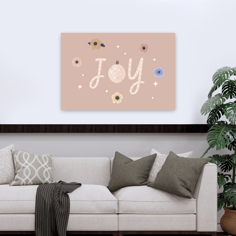 Pastel Christmas Joy Delicate Whimsical Abstract Winter Flower Wall Art Print by Mathieu - Wrapped Canvas Print