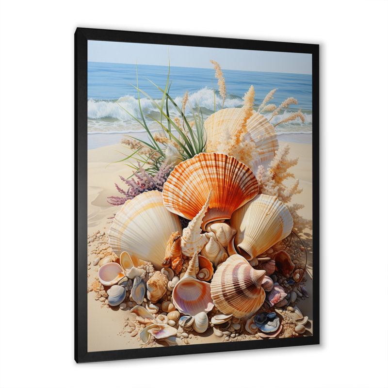 Photo de plage, coquillage, collage V - animaux, impressions d'art mural, H 32 po x l 24 po x P 1 po, Cadre photo noir