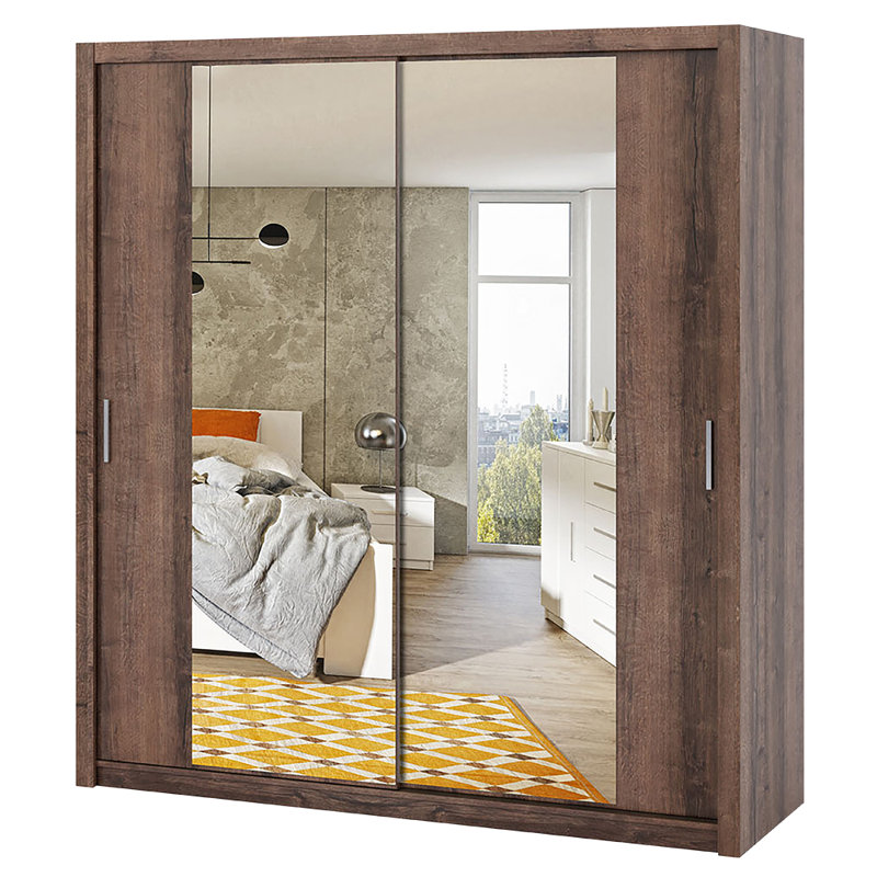 Frazierii 2 Door Manufactured Wood Wardrobe, 215cm H x 200cm W x 62cm D, Monastery