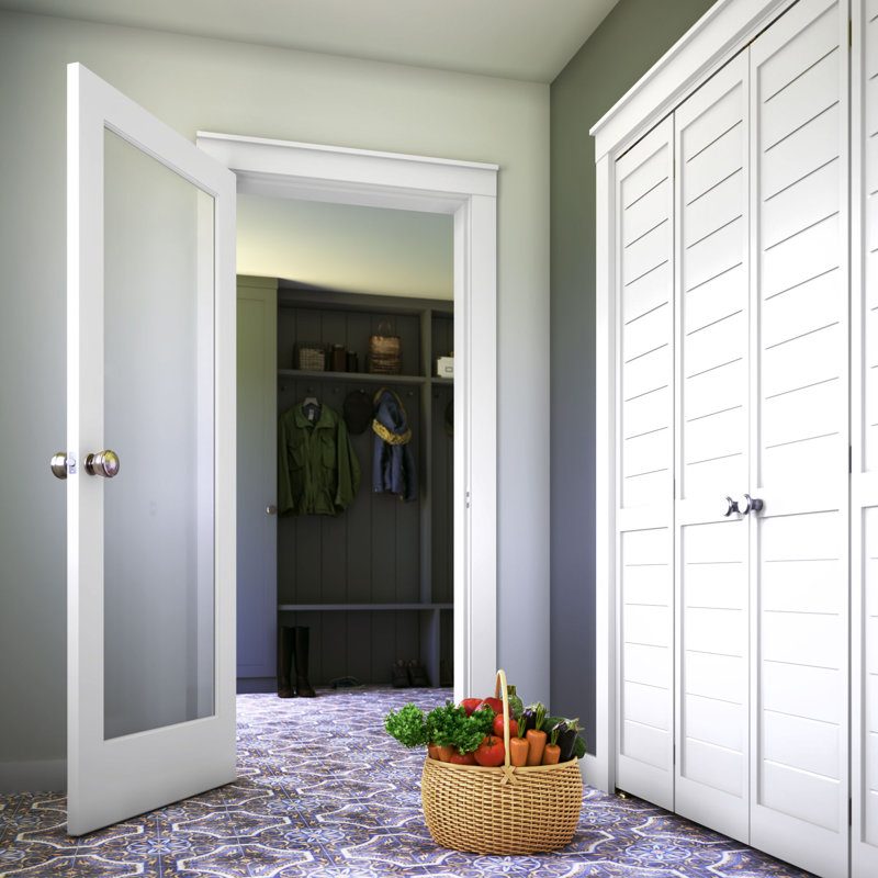 32" x 80" White Solid Pine French Door with Clear Glass