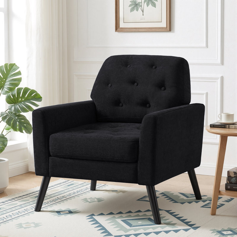 Accent Chair with Button-Tufted Back, Black
