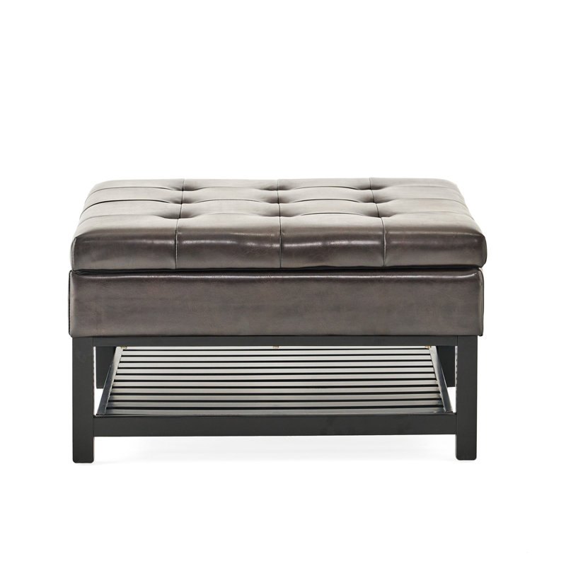 Carré brun avec rangement polyvalent et support inférieur - Support en cuir fiable lié