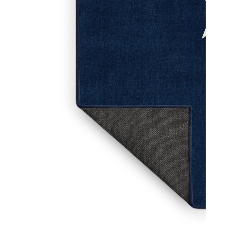 Soft Plush Farner July 4Th Modern & Contemporary Abstract Area Rug in Blue – Navy Binding, 2x4