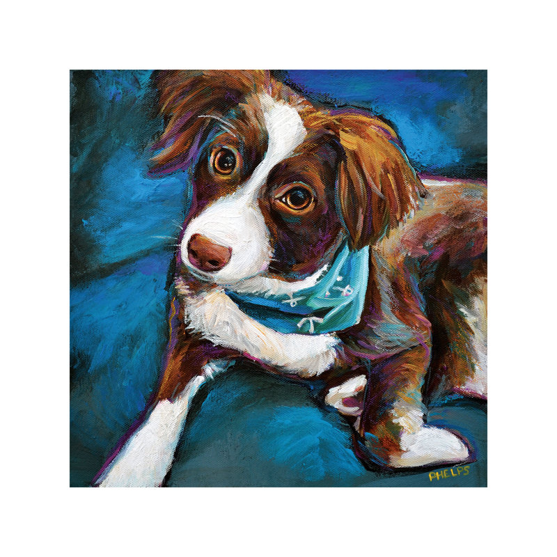 Australian Shepherd Puppy - Wrapped Canvas Painting, 45.72 cm H x 45.72 cm W x 1.91 cm D