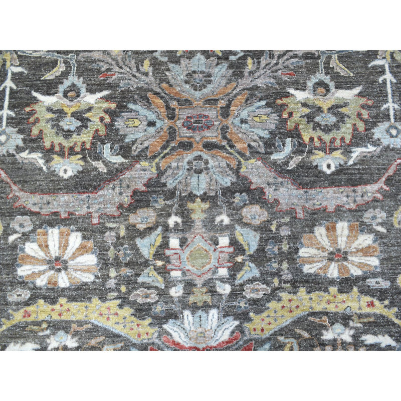 Tapis oriental gris en laine noué à la main 11 pi 7 po x 11 pi 7 po Peshawar avec motifs floraux DEEE7842D4CE47D0BB5384F4697809FC