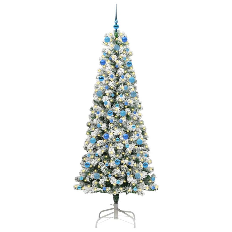 Artificial Hinged Christmas Tree Green and white, 6.89 ft