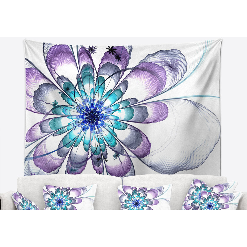 Tapisserie bleue florale, H 50 po x l 60 po