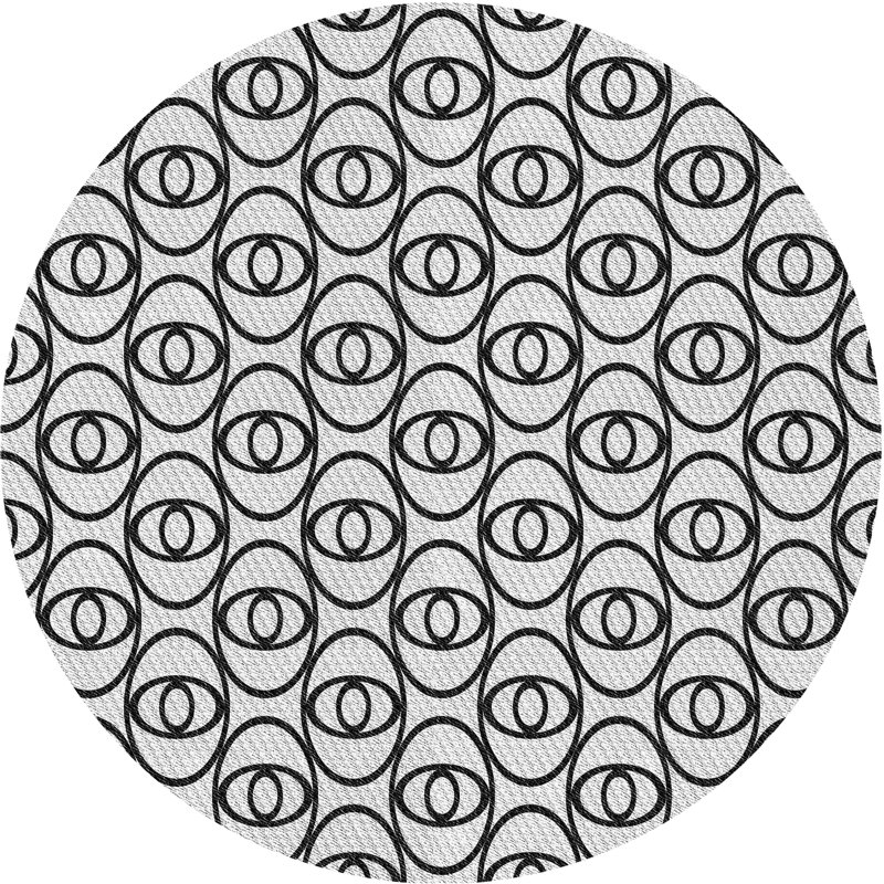 Tapis noir/blanc à motifs, Rond 5 pi