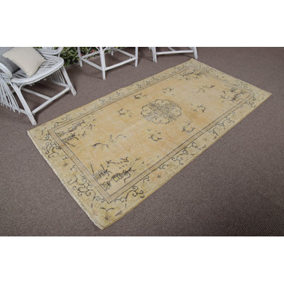 Tapis turc vintage Oushak beige pour le décor du salon et l'embellissement de la zone