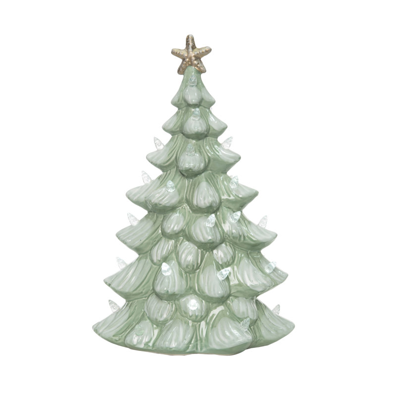 Arbre de Noël côtier vert en grès 13,75 po , H 13,75 po x l 9 po x P 6,3 po