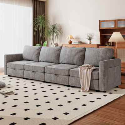 126.7” Wide 4 Seat Chenille Modular Sectional Sofa