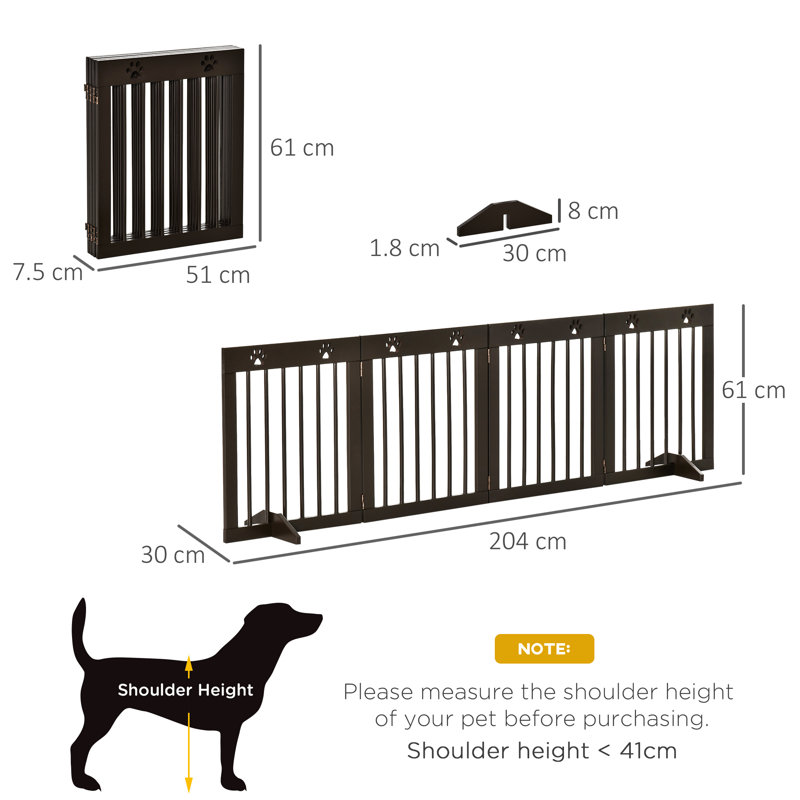 Martinez Free Standing Pet Gate, Dark Wood