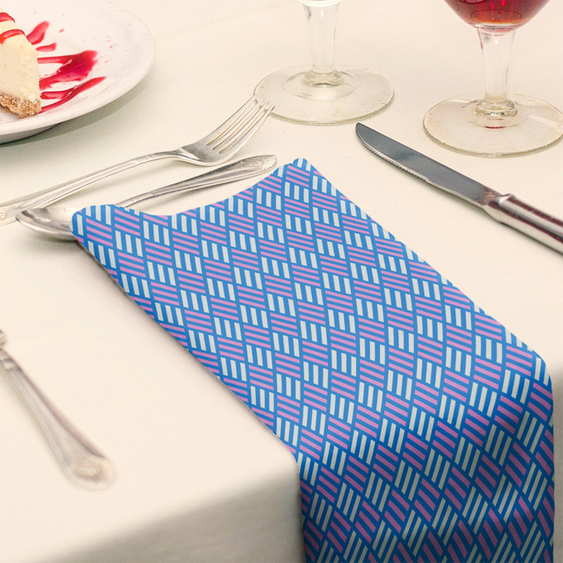 Serviette en coton à carreaux à rayures, Bleu / Mauve, H 0,1 po x l 22 po x P 22 po, Sergé de coton