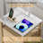 20" Large Nightstand with Charging Station, Solid Round Post Legs, 2 Drawers End Table with Open Shelf-118662945-118662943