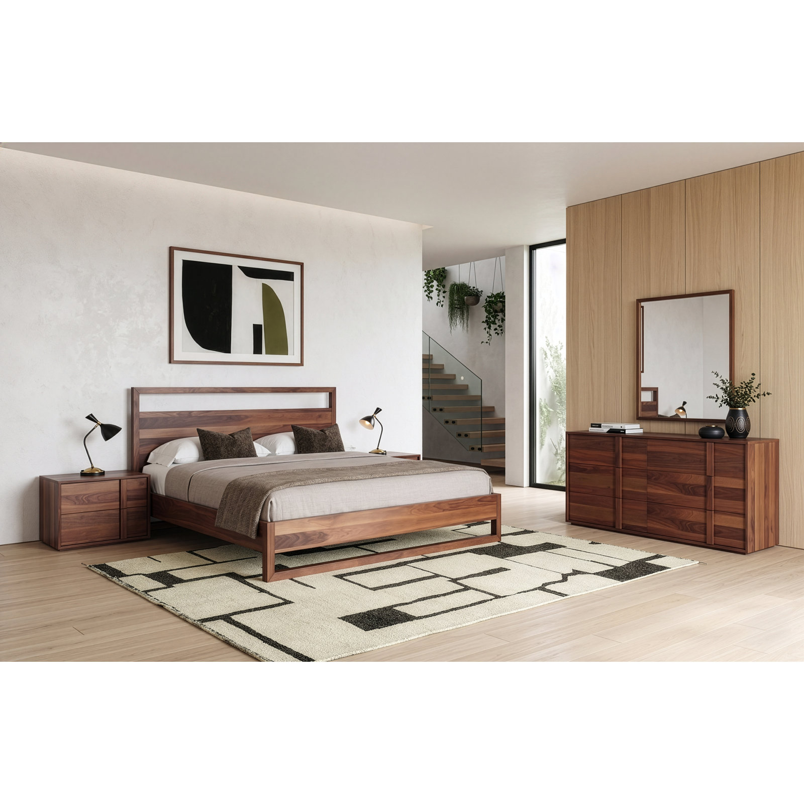 Alvarez 5 - Piece Bedroom Set, King, Walnut