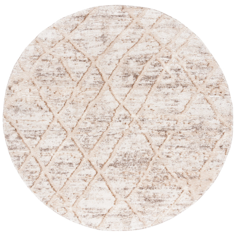 Ravine Shag Performance Abstract Rug, Round 6'7"