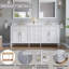 Meuble-lavabo autoportant en bois massif Gamella l 80 po x H 35 po avec comptoir en quartz blanc Carrera résistant aux taches et lavabo double, blanc-1536459233-1500794680