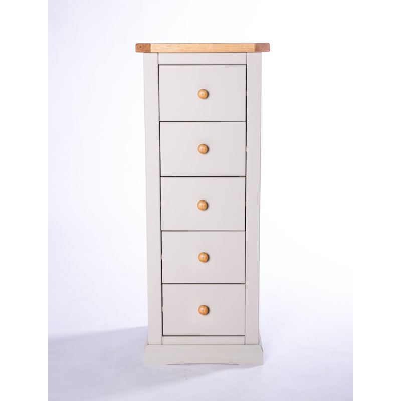 Emrick 45cm W 5 - Drawer Chest of Drawers, Grey/White, Wood