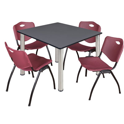 Kee Square Breakroom Table Top, 4 M Stack Chairs