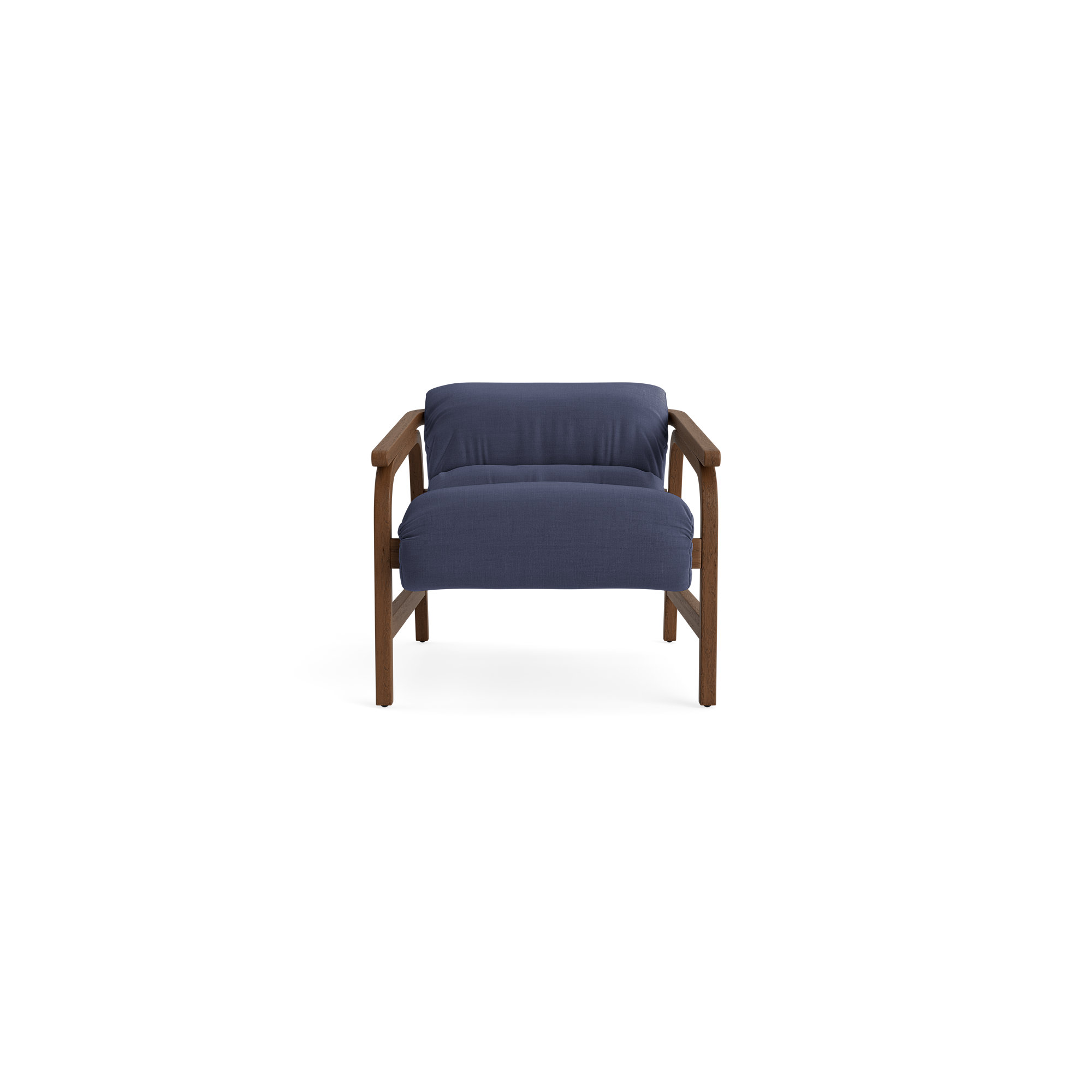 Cellire Chair, Navy Polyester, Walnut/Medium Brown Wood