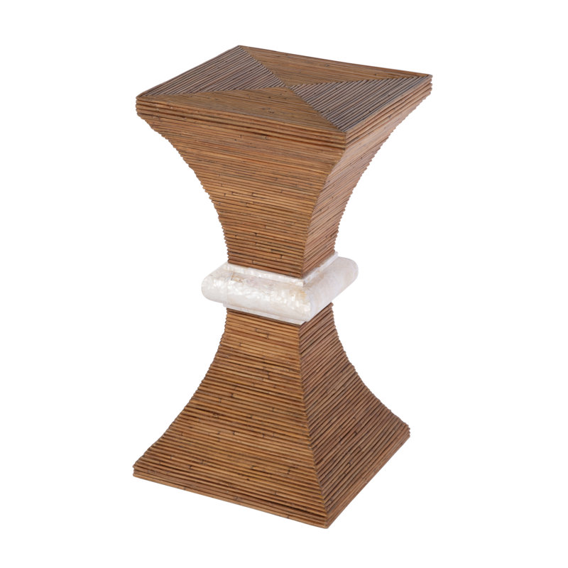  Marikit 13 po W Table d'appoint carrée en bois et incrustation Arorog, brun