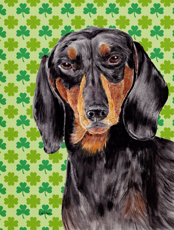 Drapeau de jardin à 2 côtés st. patrick day trèfle, Teckel 1