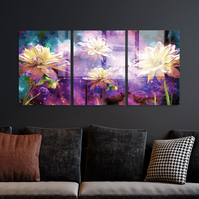 3 Piece No Frame Print on Glass, 70cm H x 100cm W x 0.4cm D