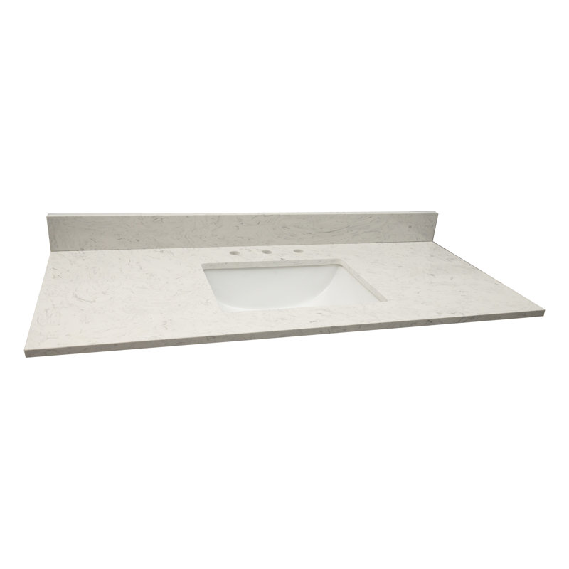 49 in. White Marble Vanity Top with Single Sink